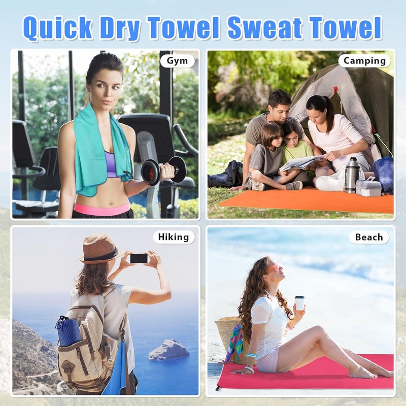 Sfee 2 Pack Microfiber Travel Towel, Quick Dry Towel Camping Towel Beach Towel Super Absorbent Compact Lightweight Sports Gym Towels Set for Beach, Gym, Hiking, Pool, Backpacking, Bath, Yoga - Image 3